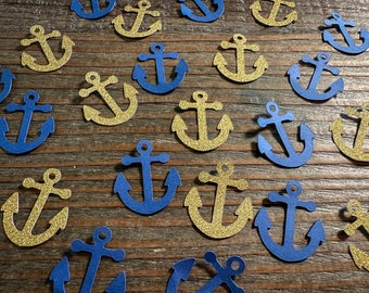 Navy and Gold Anchor Nautical Party Confetti