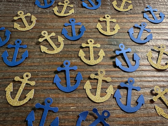 Navy and Gold Anchor Nautical Party Confetti