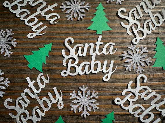 Santa Baby Confetti – 100-Piece Holiday Mix | Baby Shower, Gender Reveal, Pregnancy Announcement