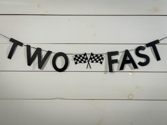 Two Fast Race Car Birthday  Banner