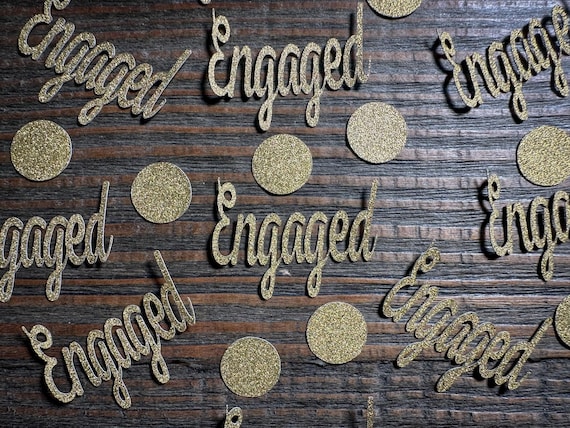 Gold Engaged Engagement Party Confetti with Gold Circles