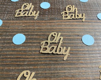 Oh Baby Gold and Blue Baby Shower Confetti