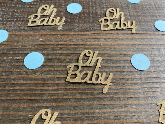 Oh Baby Gold and Blue Baby Shower Confetti