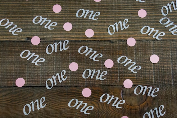 Silver and Pink First Birthday Confetti