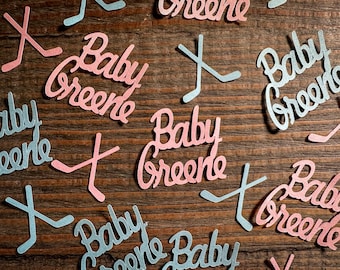 Gepersonaliseerde hockey gender-onthullende babyshowerconfetti