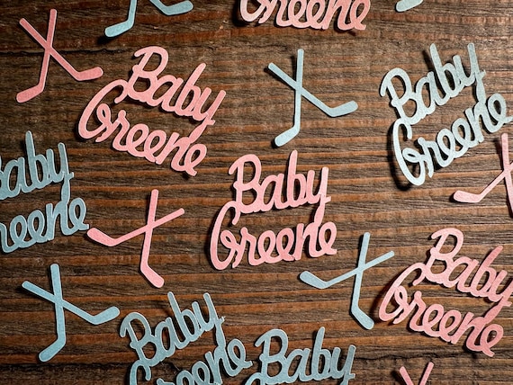 Personalized Hockey Gender Reveal Baby Shower Confetti