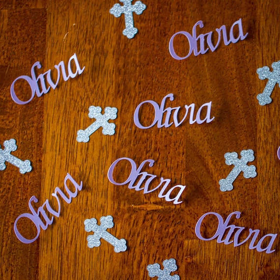 Purple and Silver Personalized Baptism First Communion Confetti
