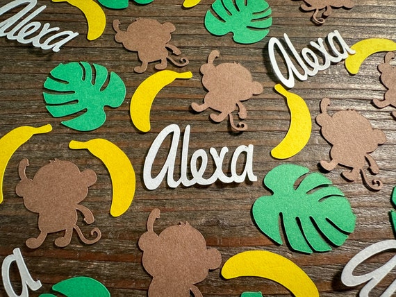 Personalized Monkey and Banana Birthday Party Confetti