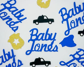 Police-Themed Baby Shower Confetti – Personalized Table Scatter Decoration
