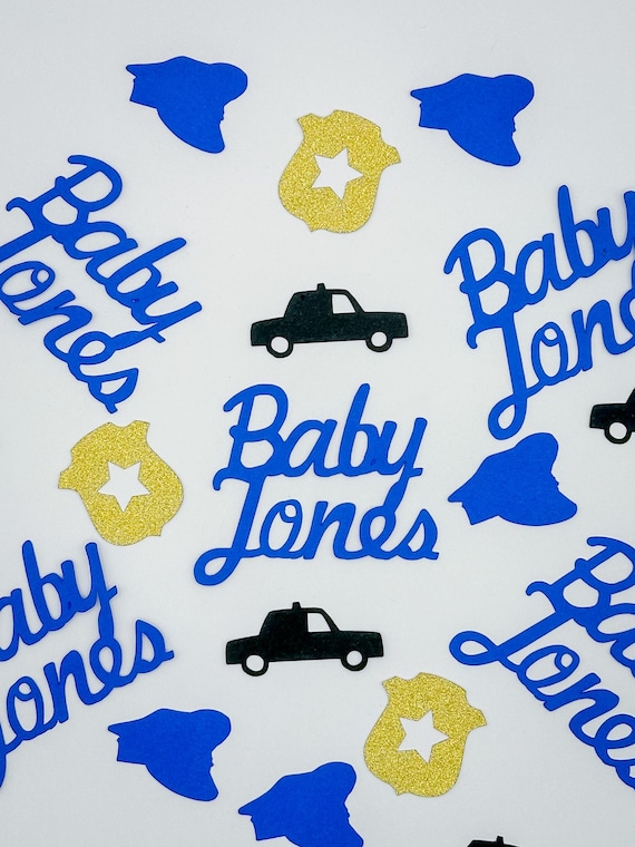 Police-Themed Baby Shower Confetti – Personalized Table Scatter Decoration