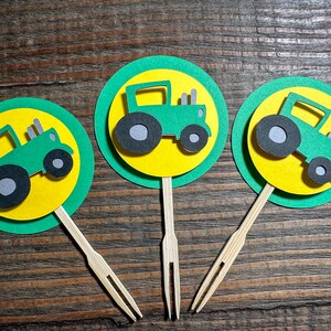 Green Tractor Cupcake Topper