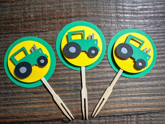 Green Tractor Cupcake Topper