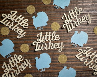 Little Turkey Confetti – Fall Baby Shower | Gender Reveal | Thanksgiving Party Decor – 100 Pieces