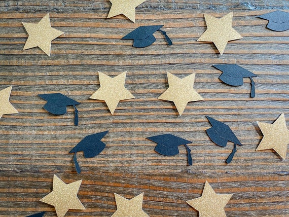 Personalized Gold Graduation Confetti with Gold Stars