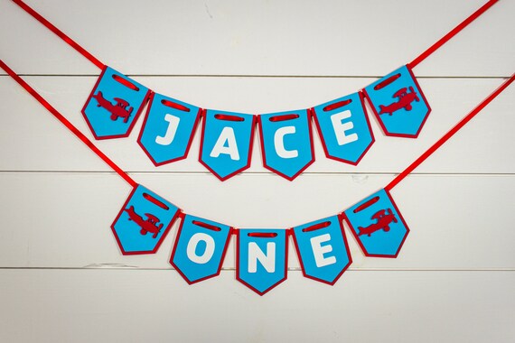 Airplane Birthday Combination Age and Name Banner