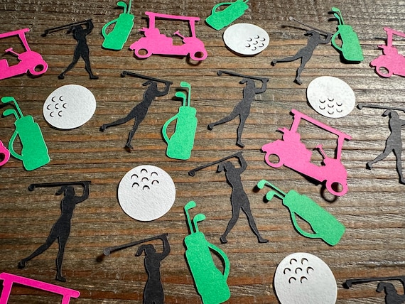 Female Golfer Golf Party Confetti Bright Pink