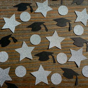 Coriandoli per la festa di laurea in argento e nero