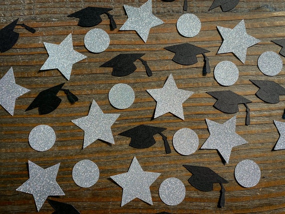 Silver and Black Graduation Party Confetti