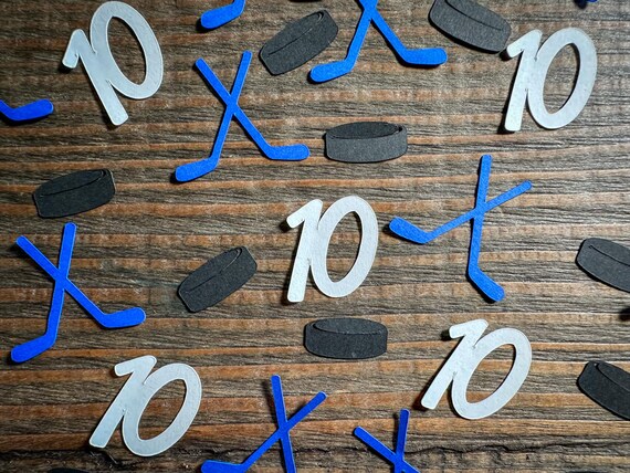 Personalized Age Hockey Birthday Party Confetti