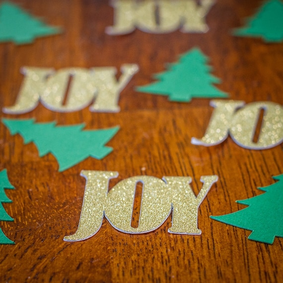 Gold Glitter Joy and Christmas Confetti