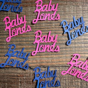 Personalized Baby Name Gender Reveal Baby Shower Confetti in Bright Pink and Navy Blue