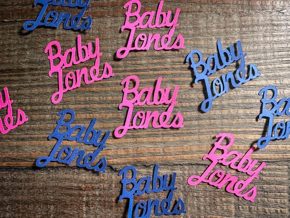 Personalized Baby Name Gender Reveal Baby Shower Confetti in Bright Pink and Navy Blue
