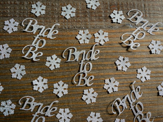 Silver Bride to Be Confetti with Silver Snowflakes