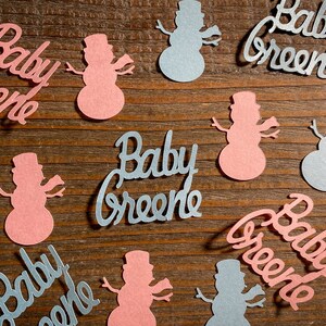 Personalized Winter Baby Shower Gender Reveal Party Confetti with Snowmen