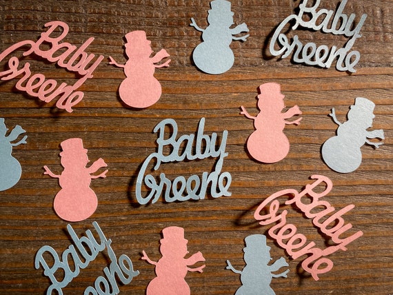 Personalized Winter Baby Shower Gender Reveal Party Confetti with Snowmen