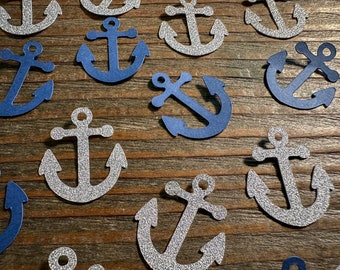 Navy and Silver Anchor Nautical Party Confetti