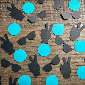 Two Cool Birthday Party Confetti with Sunglasses and Teal Circles
