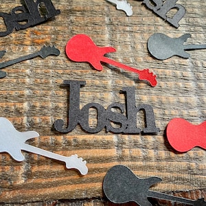 Personalized Red, Black, and White Guitar Party Confetti