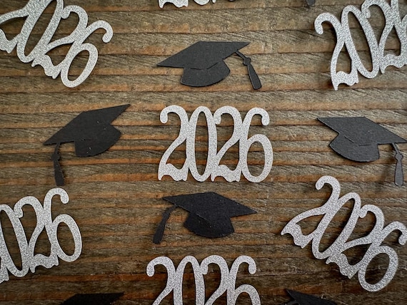 Black and Silver 2026 Graduation Confetti