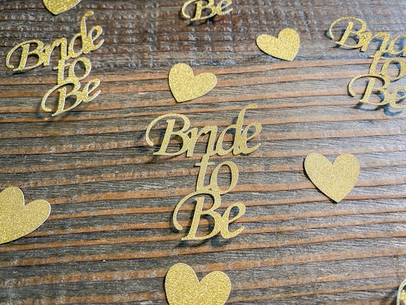 Glitter Gold Bride to Be Bridal Shower Confetti with Hearts