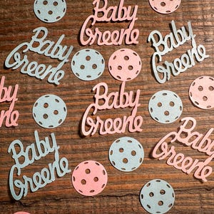 Confettis personnalisés pour baby shower révélant le sexe du pickleball