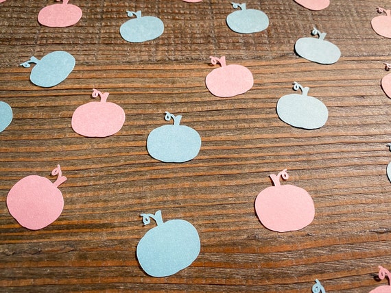 Little Pumpkin Gender Reveal Baby Shower Confetti.  Pink and Blue Pumpkins.