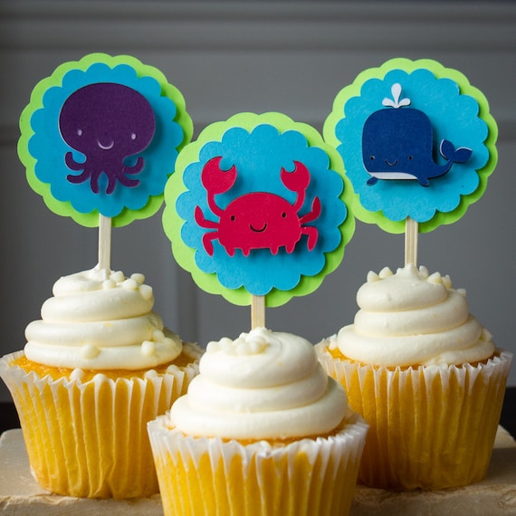 Sea Creature Birthday Party Cupcake Toppers