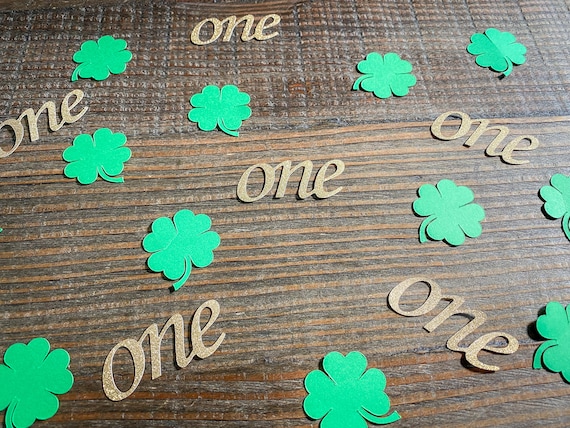 St Patricks Day Shamrock First Birthday One Confetti
