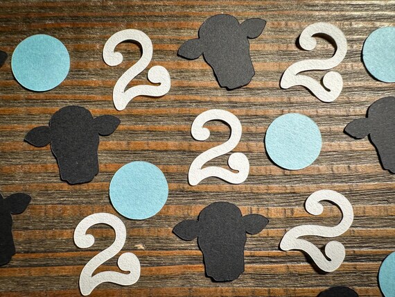Personalized Age Cow Confetti – Custom Farm Theme Table Scatter for Birthdays & Parties