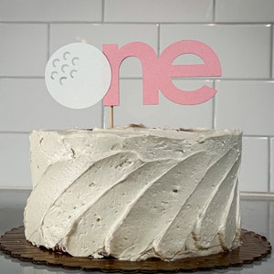 Golf First Birthday Cake Topper: Light Pink &quot;One&quot;