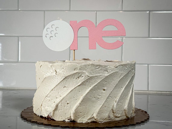 Golf First Birthday Cake Topper: Light Pink "One"