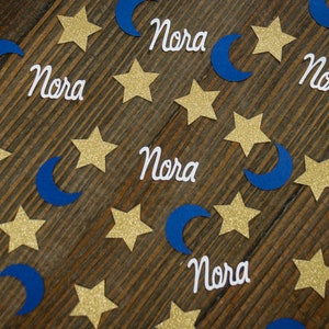 Gold, White and Navy Twinkle Twinkle Little Star Party Personalized Confetti
