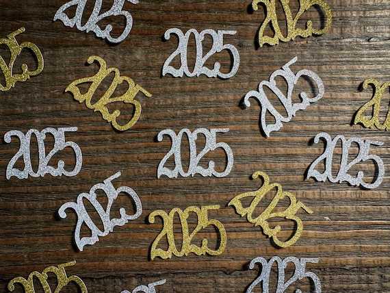 Glitter 2026 Confetti: Gold and Silver New Years, Graduation Decor