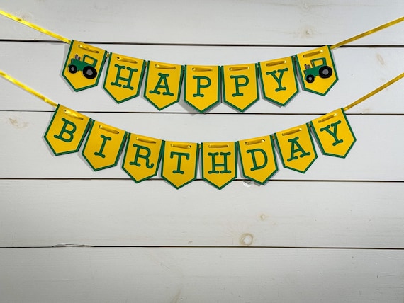 Tractor Happy Birthday Banner, Farm Birthday Decor