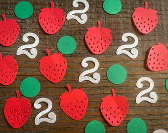 Personalized Age Strawberry Birthday Party Confetti