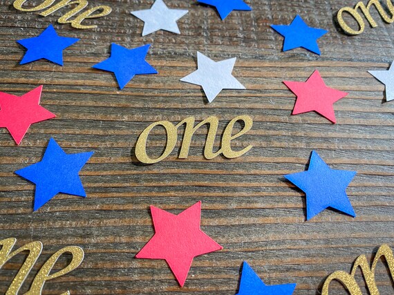 Little Firecracker Red, White and Blue First Birthday Confetti