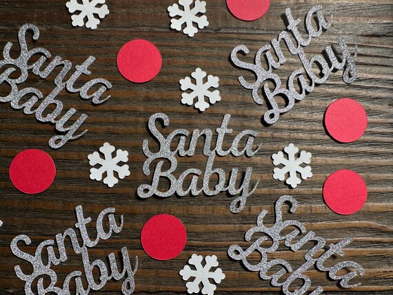 Santa Baby Confetti – 100-Piece Mix | Baby Shower, Gender Reveal, Pregnancy Announcement