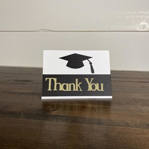 Black and Gold Graduation Thank You Card Set