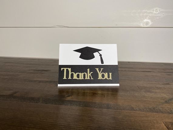 Black and Gold Graduation Thank You Card Set