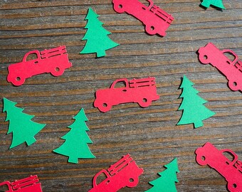 Red Truck and Christmas Tree Party Confetti